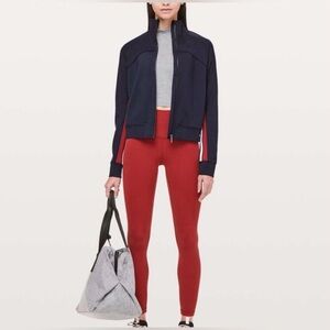 Lululemon Cover Your Tracks Jacket Navy Red White Stripe Size 4